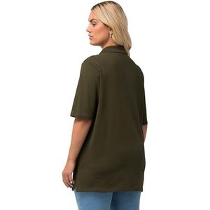Ulla Popken Basic poloshirt voor dames, Bos groen, 62-64