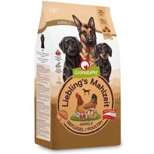 GranataPet Liebling's Mahlzeit Adult pluimvee, droogvoer voor honden, hondenvoer met graan en suikervrij hondenvoer, volledig voer 4 x 1,8 kg