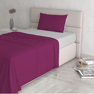 Italian Bed Linen Natural Color Beddengoedset, 100% katoen, fuchsia/lichtgrijs, klein dubbel