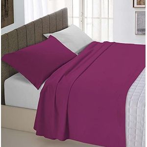 Italian Bed Linen Natural Color Beddengoedset, 100% katoen, fuchsia/lichtgrijs, klein dubbel