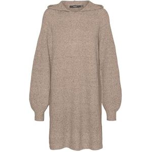 VERO MODA Dames Vmdoffy Hoodie Ls Short Dress Ga Noos Jurk, Sepia inkt/details: melange, L