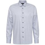 bugatti - Overhemd - Lichtblauw Donkerblauw Wit - Katoen - Lange Mouw
