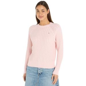 Tommy Hilfiger Co-kabel C-nk Truien voor dames, Whimsy Roze, 3XL grote maten tall