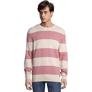 TOM TAILOR Denim Uomini Gebreide trui met blokstrepen 1029719, 28990 - Creme Rose Structured Stripe, 3XL