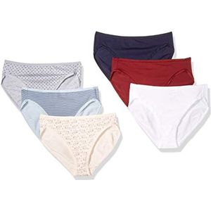 Amazon Essentials Women's Katoenen hoge onderbroek met pijpen (verkrijgbaar in grote maten), Pack of 6, Coole kleuren/Warm, 48