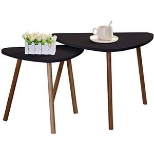 Etnicart - Set van 2 donkere salontafels van hout, 60 x 40 x 45 cm, 46 x 30 x 41 cm, minimalistische plantenplank, nachtkastje, MDF-hout, kwaliteitsproduct