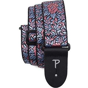 Perri's Leathers Ltd. - Gitaarband - Nylon - Jacquard - Roze Blauw Bloemen - Verstelbaar - Voor Akoestisch/Bas/Elektrische Gitaren - Made in Canada (TWS-7275)
