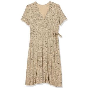 Amazon Essentials Faux-wikkeljurk met korte mouwen, lichtroze luipaardprint, groot