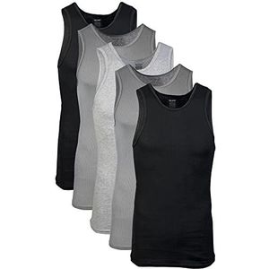Gildan Heren A-shirts tanks multipack onderhemd, zwart/Sport Grey/Charcoal (set van 5), L
