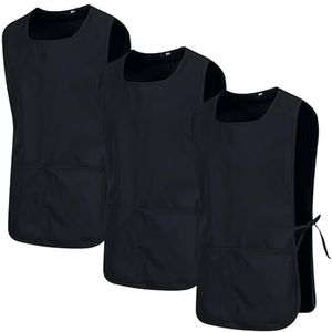 MISEMIYA - Verpakking van 3 stuks - reinigingsschort, laboratoriumuniform, kliniek, medische reiniging 3-3301, Zwart 68, XL