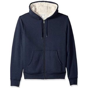 Amazon Essentials Women's Met sherpa gevoerd fleecejack met volledige ritssluiting (verkrijgbaar in grote maten), Marineblauw, XS