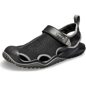 Crocs Heren Swiftwater Mesh Deck Sandalen Water Schoen, Zwart, 40 EU