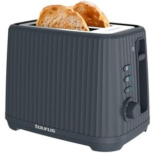 Taurus – Broodrooster Jonic Toast 1150W, 7 bruiningsniveaus, 3 functies, 2 sleuven, Automatische centrering, Verlichte indicator, Extra lift, Snoeropberging, Kruimellade, Zwart