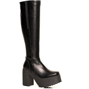 LAMODA - Miracle Aligner Platform Knee High Boots, EU 40, Black PU, 40 EU