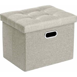 COSYLAND Zitbank met opbergruimte, opvouwbare zitbank voor hal, woonkamer en slaapkamer, stabiele zitkist met opbergruimte, belastbaar tot 130 kg, 43 x 33 x 33 cm (beige)