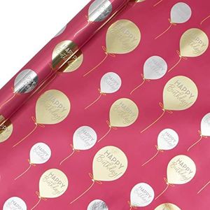 Glick Luxe rolfolie, ballonnen inpakpapier, perfect voor cadeauverpakking, kunst en ambacht en meer, 2 meter x 700 mm, Tom ballonnen, roze