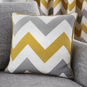 Fusion - Chevron - 100% Katoen Gevuld Kussen - 43x43 cm in Oker