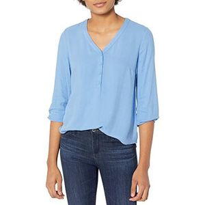 Amazon Essentials Women's Popover shirt met driekwartmouwen en knoopsluiting, Frans blauw, XL