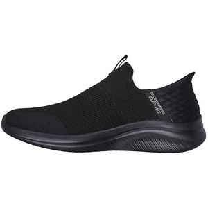 Skechers Ultra Flex 3.0 Smooth Step Sneaker voor heren, Zwarte gebreide rand, 44 EU