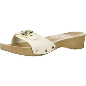 Dr. Scholl's Shoes Klassieke sandaal voor dames met imitatie-houten glijbaan, Gardenia Witte Slang Print, 42 EU