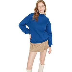 Trendyol Effen regular sweatshirt met ronde hals voor dames, Indigo, XL