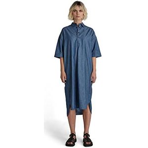 G-STAR RAW Dames Long Shirt Ss Dress, blauw (rinsed C432-082), XL