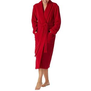 Schiesser Badjas voor dames met sjaalkraag, badstof, rood, XL