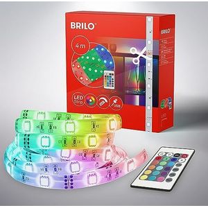 BRILONER 4 m ledstrip RGB, USB-ledstrip, decoratieve lichtketting, ledstrip, kleurrijk licht en effecten, in te korten, dimbaar, afstandsbediening, wit