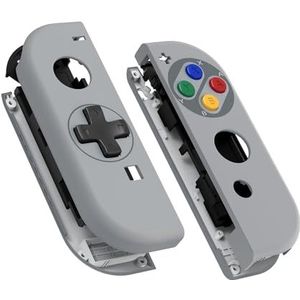 eXtremeRate SFC SNES Klassieke EU Stijl Joycon Handheld Controller Behuizing (D-Pad Versie) met Kleurrijke Knoppen, DIY Vervangende Shell Case voor Switch & Switch OLED Joy-Con - Console Shell NIET Inbegrepen