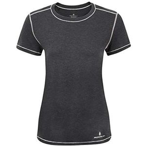 Ronhill Dames Wmn's Life Tencel S/S T-shirt, zwart gemêleerd, maat: 12