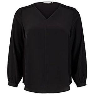 TOM TAILOR Dames Plussize blouse met V-hals 1034952, 14482 - Deep Black, 44 Grote maten