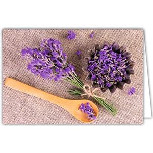 AFIE Binnenkaart wit met envelop – jute Champère Lavendel Provençaalse violet frisheid – Happy Birthday Gelukkig Feest Mama Oma Bedankt Gefeliciteerd - Gemaakt in Frankrijk 68-4007