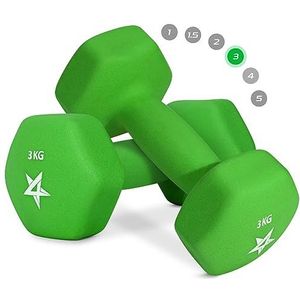 Yes4All Neopreen Dumbbell Pair 3KG Hand Gewicht Krachttraining voor Thuis Gym Fitness - 3KG Groen