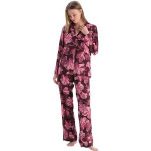 Dagi Bordeaux Fashion Woven Regular Waist Satin Long Been Broek, Bordeaux, 44, bordeaux, 44