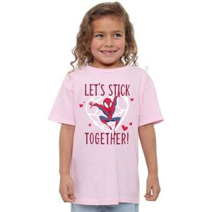 Spiderman Valentijnsdag Stick Together meisjes T-shirt, roze, 7-8 jaar, roze, 7-8 jaar