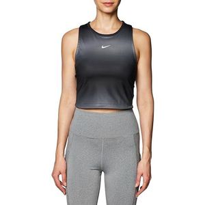 Nike W Nk Df Swsh PRNT Crop Tank Vest voor dames, zwart/Reflective silver, M