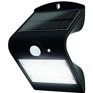 Luceco Led-lampen op zonne-energie voor buiten, wandlampen met bewegingsmelder, wandlamp IP44 waterdicht voor tuin, zwart