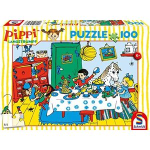 Schmidt Spiele 56447 lange kous, koffiekransje met pippi, 100 stukjes kinderpuzzel, normaal