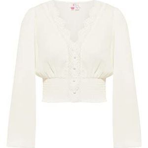 NALLY Dames cropped blouse lange mouwen 21323488-NA02, wolwit, S, wolwit, S