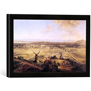 Ingelijste afbeelding van Charles Laurent Grevenbroeck View of Paris from Belleville, 1738 inch, kunstdruk in hoogwaardige handgemaakte fotolijst, 40 x 30 cm, mat zwart
