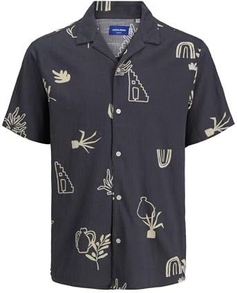 JACK & JONES Jorluke Crinkle AOP Shirt Ss voor heren, iron gate, XL