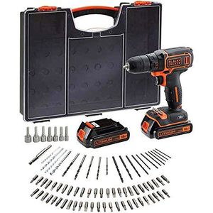 Black+Decker BDC718AS2O-QW Accuboormachine, 20 250 omw/min, 2 snelheden, 80 accessoires, levering in organizer, 18 V, 2 accu's