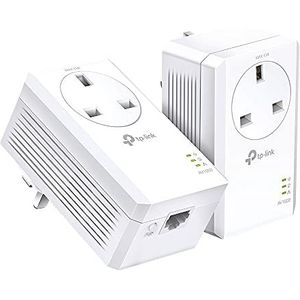 TP-Link TL-PA7017P KIT Gigabit Passthrough Powerline Starter Kit, Data transfer speed Up To 1000 Mbps, Ideal for HD/3D/4K video streaming and Online Gaming, No Configuration required, UK Plug