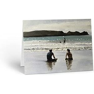 Paar op strandkaart - blanco binnenkant - perfecte kaart voor paar voor verjaardag of elke gelegenheid - A5 maat - 063