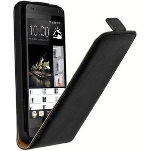 mumbi Echt leren flip case compatibel met HTC One mini hoes lederen tas case wallet, zwart
