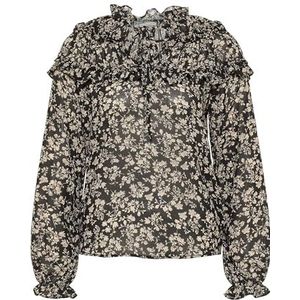 Colina Dames blouse met ruches 37324863-CO02, zwart-wit, L, zwart, wit, L