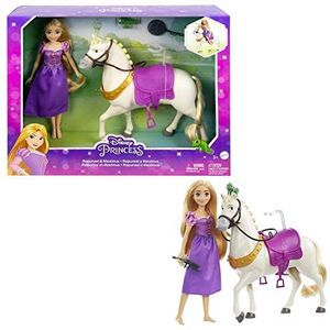 Mattel Disney Prinses Speelgoed, Rapunzel Pop met Maximus Paard, Pascal Figuur, borstel en paardrijdaccessoires, geïnspireerd op de Disney film HLW23