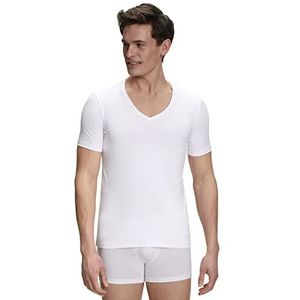 FALKE Heren Daily Comfort 2-pack ondergoed katoen zwart wit andere kleuren comfortabel onderhemd korte mouwen ademend met V-hals in dubbelverpakking 2 stuks, wit (white 2000), 3XL
