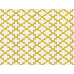 Vinyl tapijt, Celosia, geel en wit, 100 x 133 cm