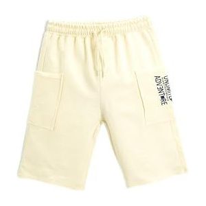 Koton Jongens, elastische taille, zak, gedetailleerde korte broek, mid-dij, lengte katoen, Geel (170), 6-7 Jaren